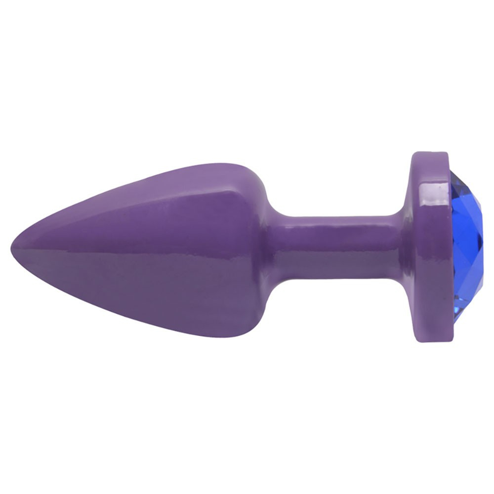 Plug Anal Joia em ABS Roxo Tamanho P com Pedra Azul | Foto 04