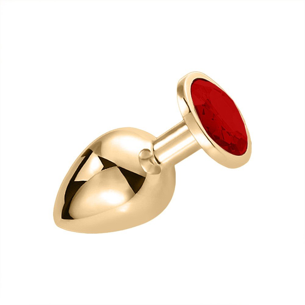 Plug Anal Joia em A�o Redondo Dourado Tamanho P Vermelho | Foto 04