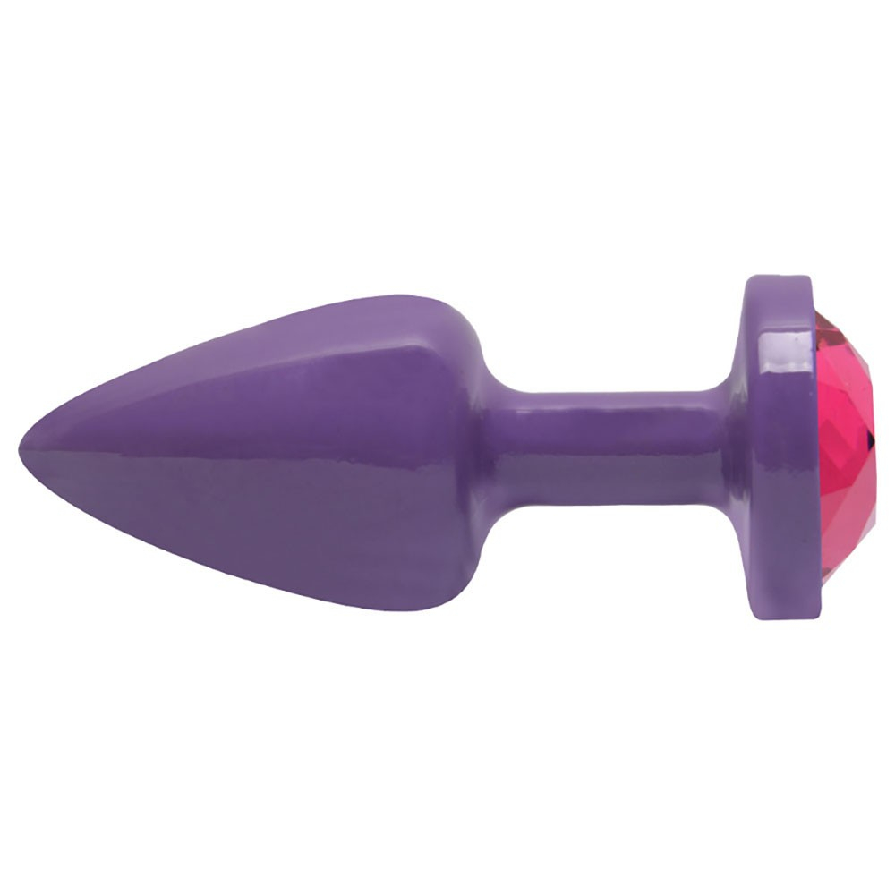 Plug Anal Joia em ABS Roxo Tamanho P com Pedra Pink | Foto 04