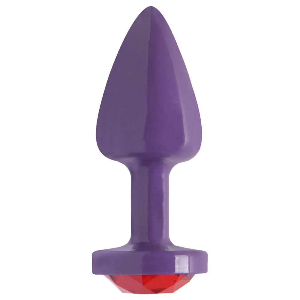 Plug Anal Joia em ABS Roxo Tamanho P com Pedra Vermelha | Foto 02
