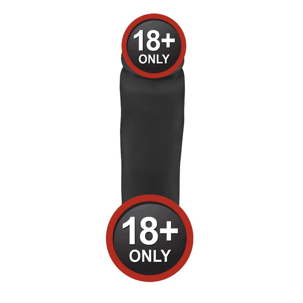 P�nis Gigante e Grosso Flex�vel com Escroto Benga Preto, em vista superior, evidenciando a base para cinta