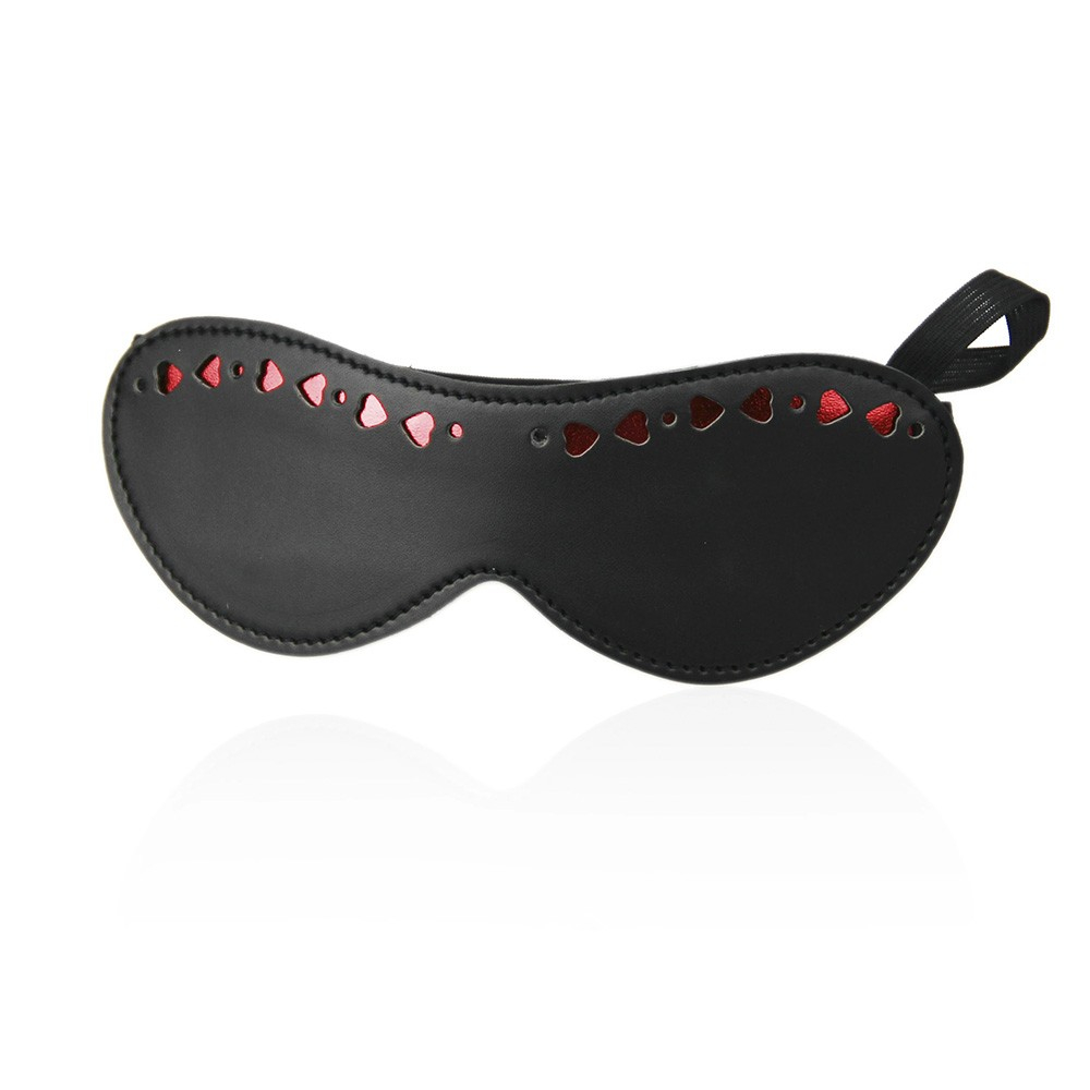 Venda BDSM em PU com Detalhes de Cora��es Vermelho Preta | Foto 02