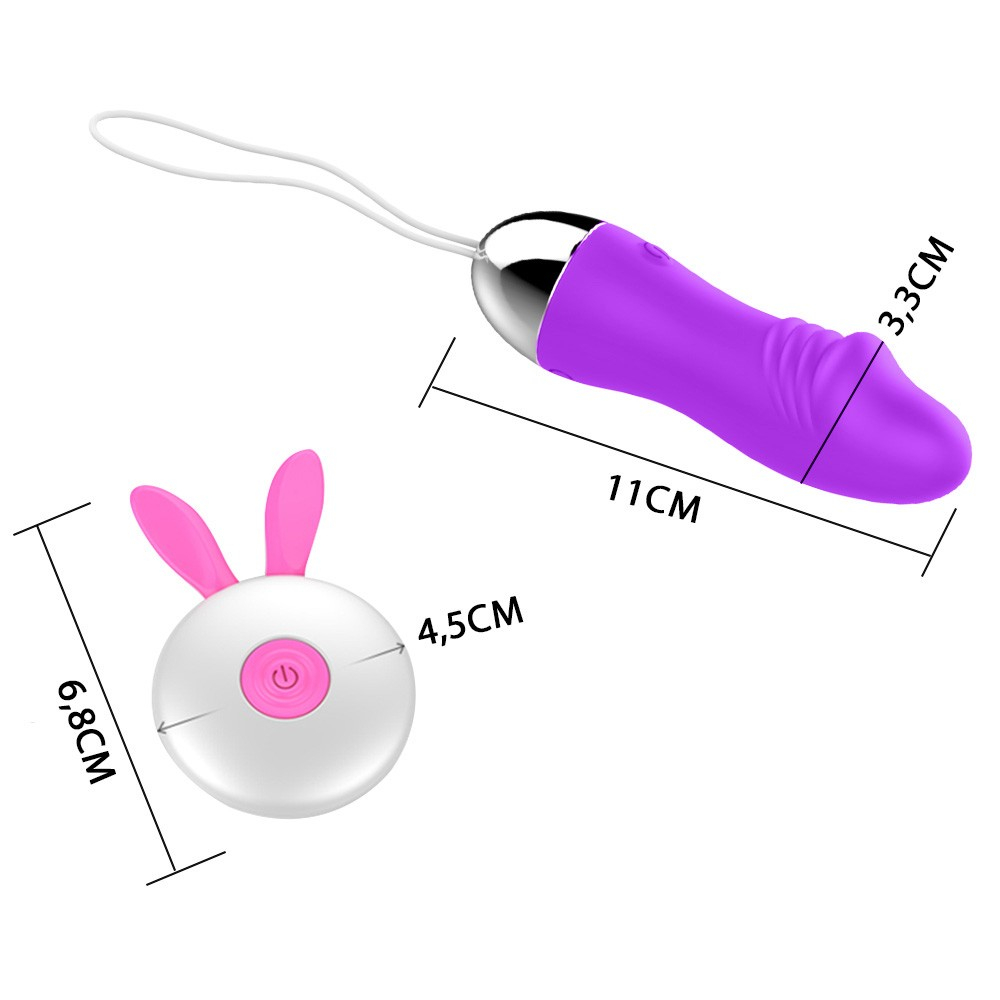 Vibrador Bullet Roxo com controle sem fio, vista de baixo com detalhes do acabamento met�lico