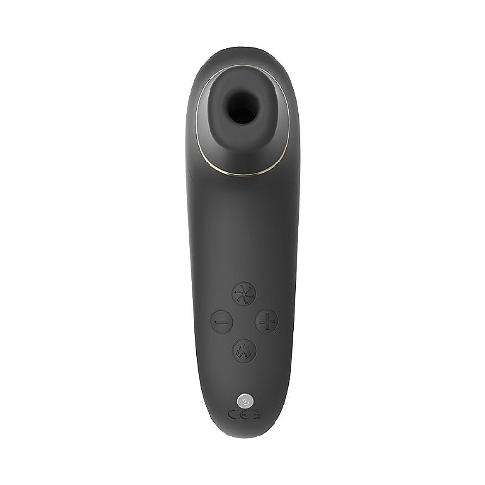 Pulsador de Clit�ris em Silicone Recarreg�vel Preto, de frente mostrando a abertura de suc��o