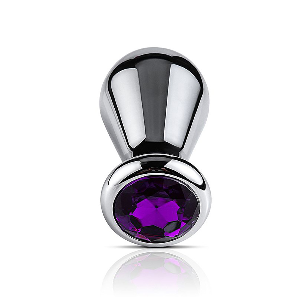 Plug Anal Joia em A�o Oval Tamanho P Roxo | Foto 02