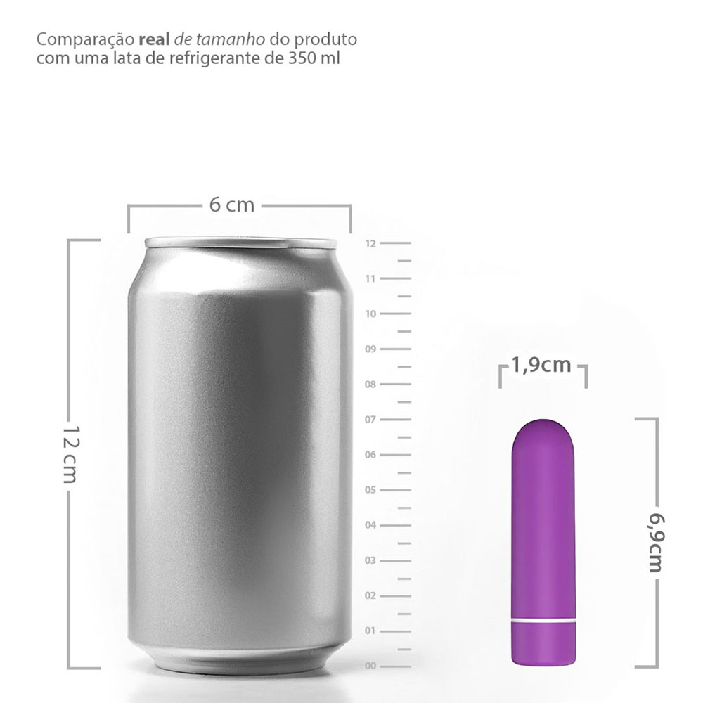 Vibrador Bullet Recarreg�vel via USB com 9 Vibra��es - ABS (Toque Aveludado) 6,9 x 1,9cm Seed Roxo | Foto 06