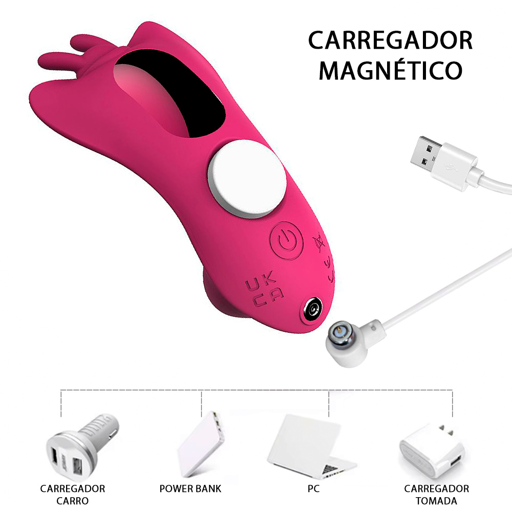 Calcinha Vibrat�ria Recarreg�vel via USB com 9 Vibra��es - Controle � Dist�ncia Grace Rosa | Foto 05