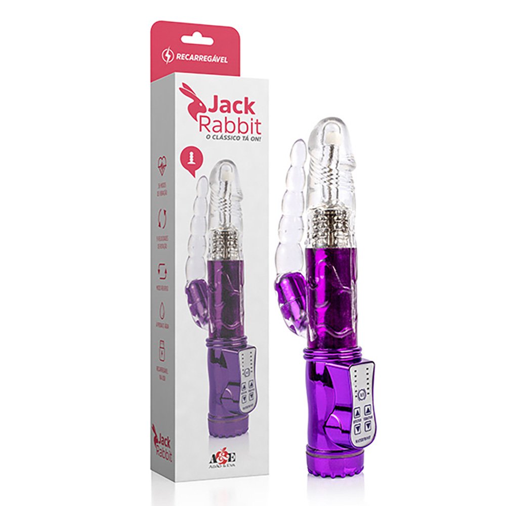 Vibrador Rabbit Recarregável em Silicone com 36 Vibrações Plug Roxo | Foto 01