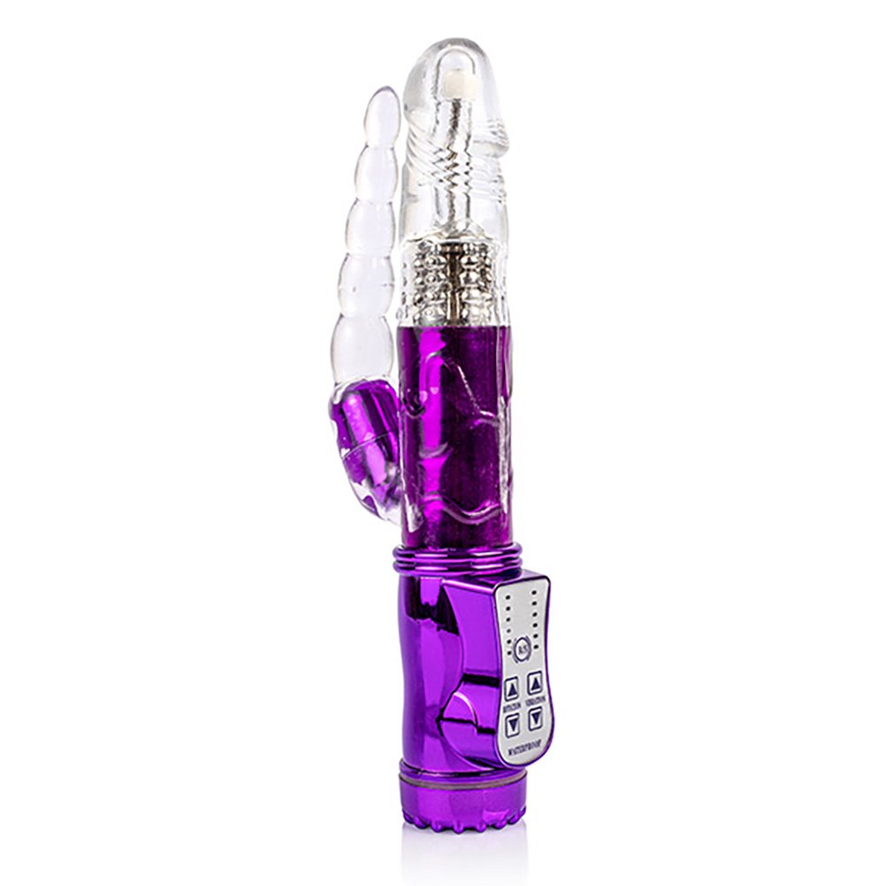 Vibrador Rabbit Recarregável em Silicone com 36 Vibrações Plug Roxo | Foto 02