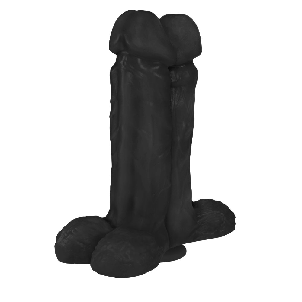 Pênis Maciço Juntos em PVC Flexível Atóxico com Ventosa 16,5 x 6,5cm Preto | Foto 04