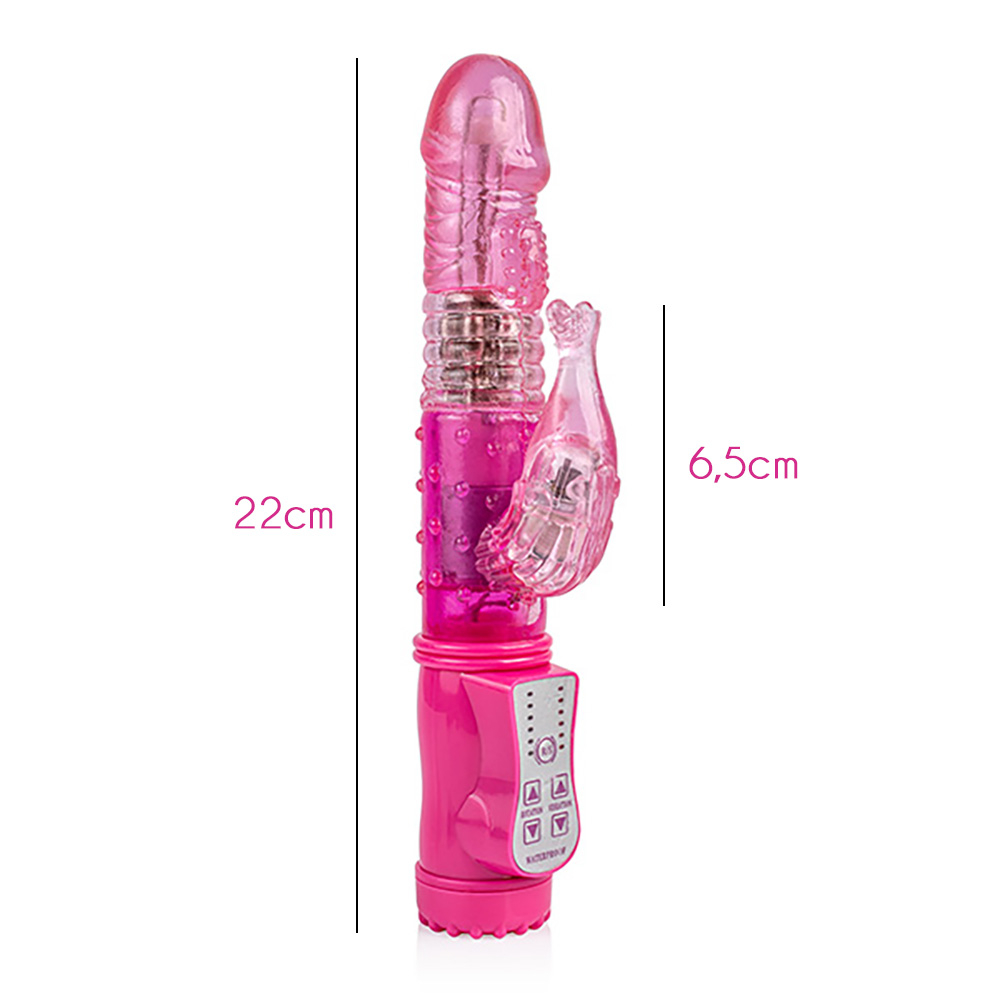 Vibrador Rabbit Recarreg�vel em Silicone com 36 Vibra��es Baleia Rosa | Foto 04