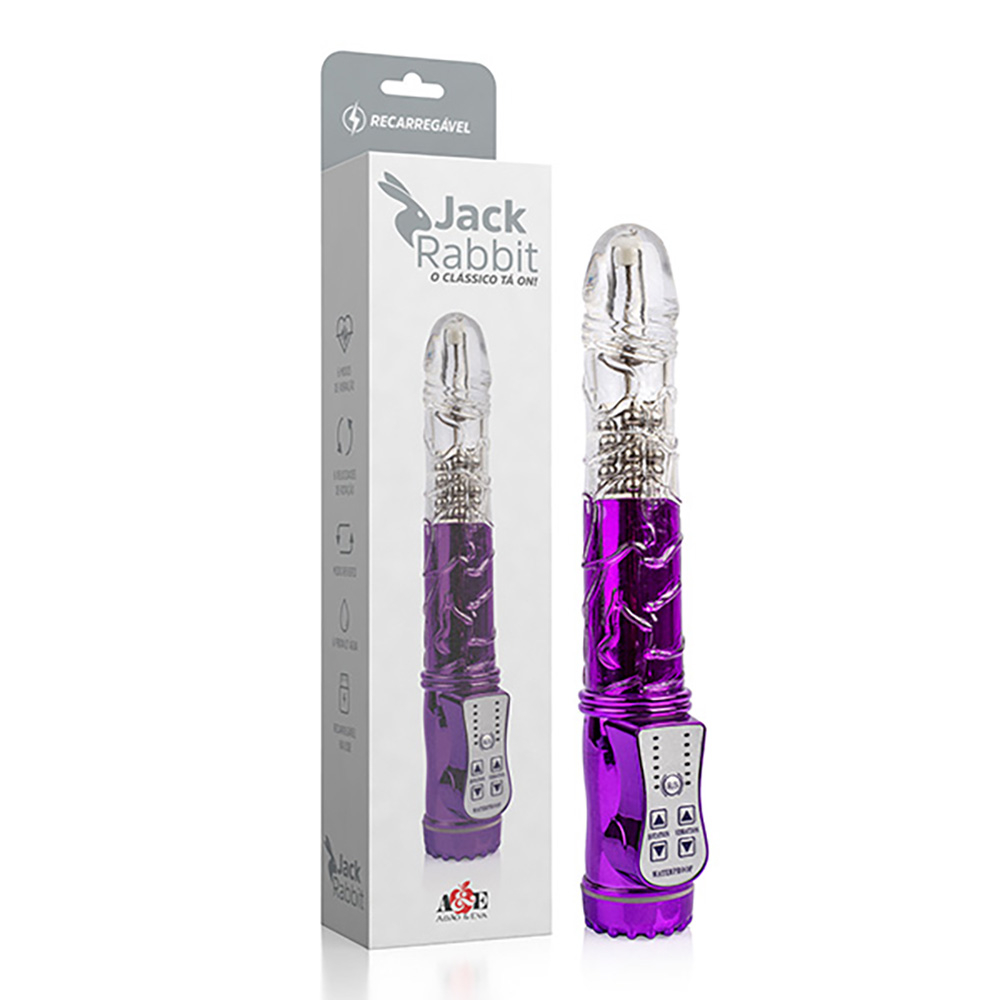 Vibrador Rabbit Recarregável em Silicone com 6 Rotações e Modo Reverso Roxo | Foto 01