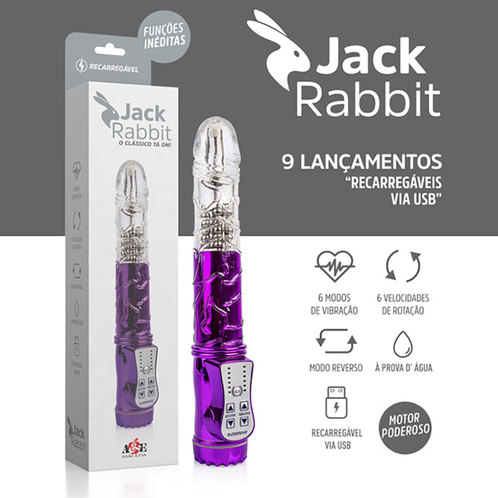 Vibrador Rabbit Recarregável em Silicone com 6 Rotações e Modo Reverso Roxo | Foto 03