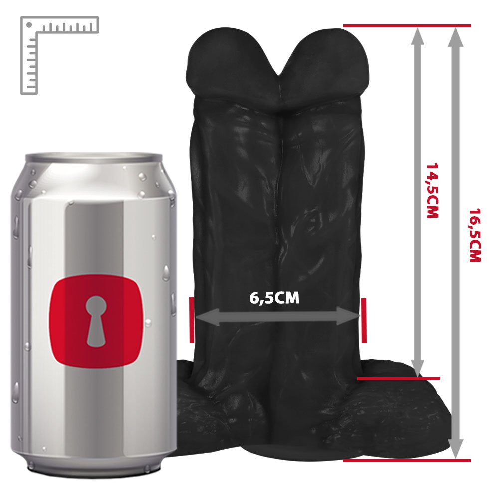 Pênis Maciço Juntos em PVC Flexível com Vibrador e Ventosa 16,5 x 6,5cm Preto | Foto 06