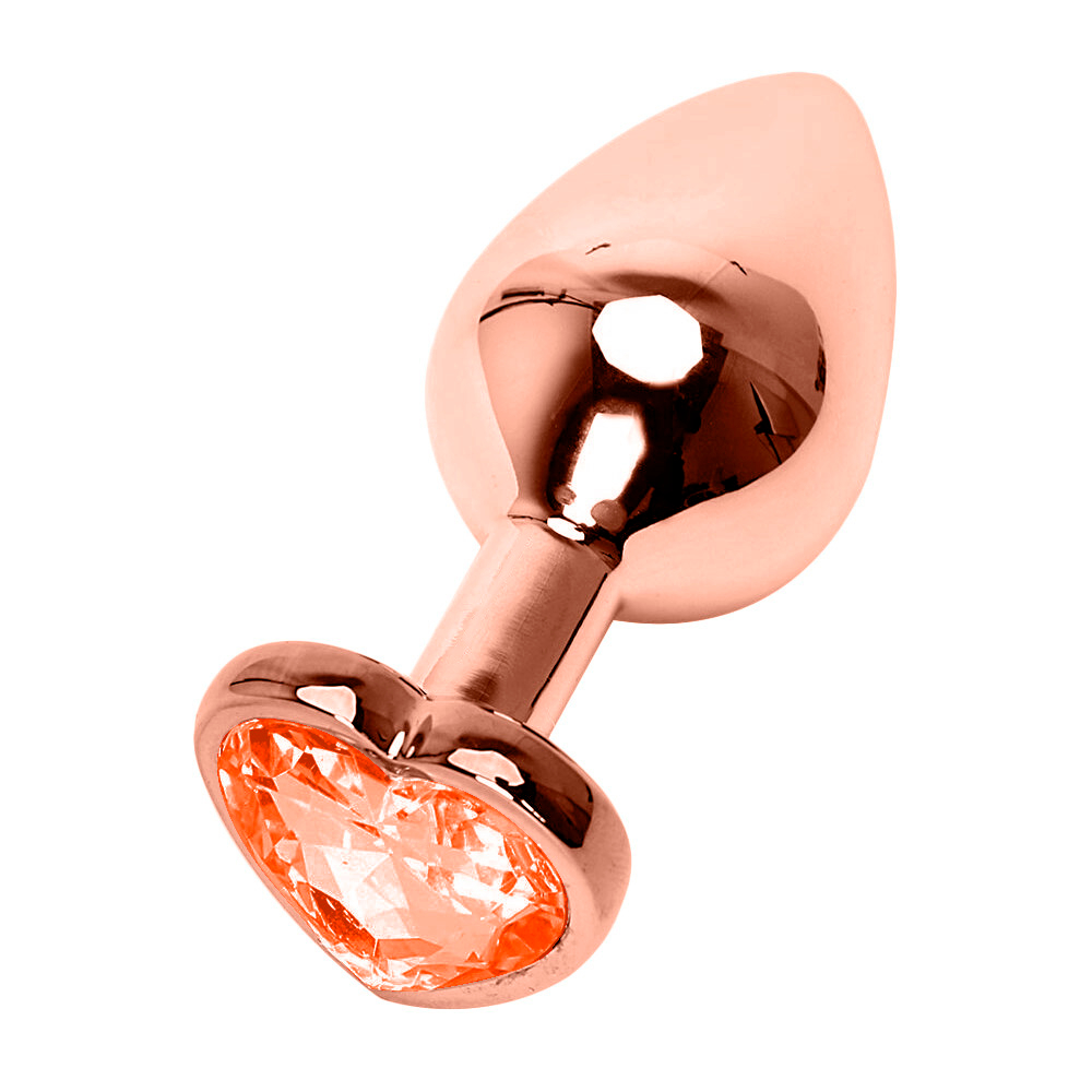 Plug Anal Joia em A�o Inoxid�vel Rose com Base de Cora��o M Laranja | Foto 02