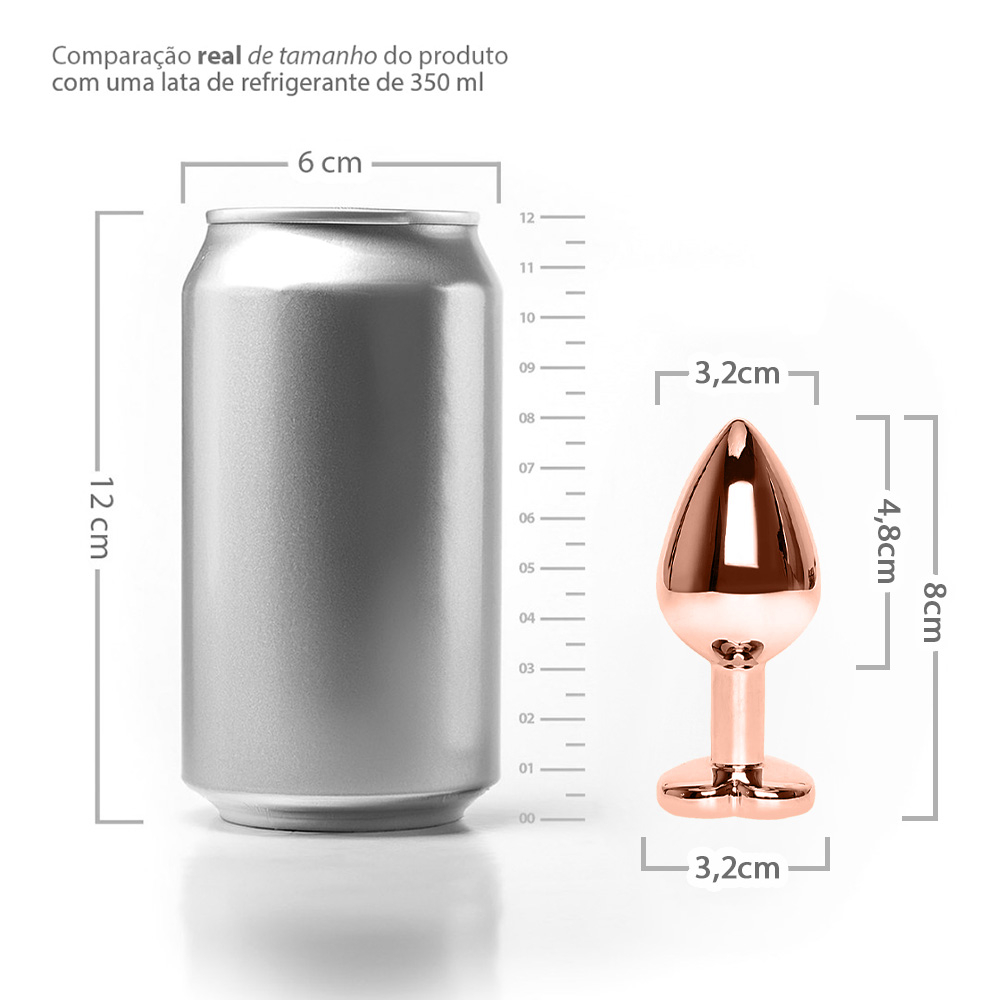 close up da ponta do plug anal joia em a�o inox rose em vista lateral, com reflexos de luz