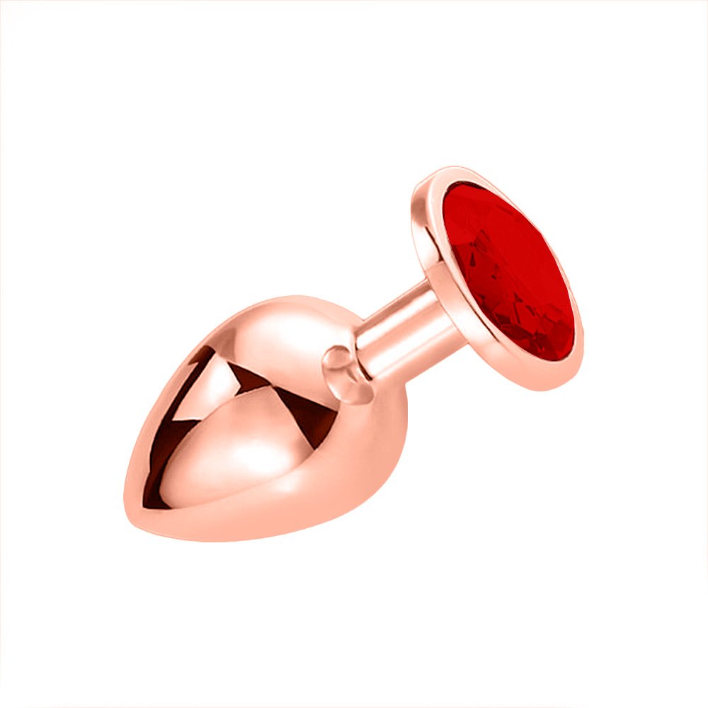 Plug Anal Joia em A�o Inoxid�vel Rose com Base Redonda G Vermelho | Foto 04