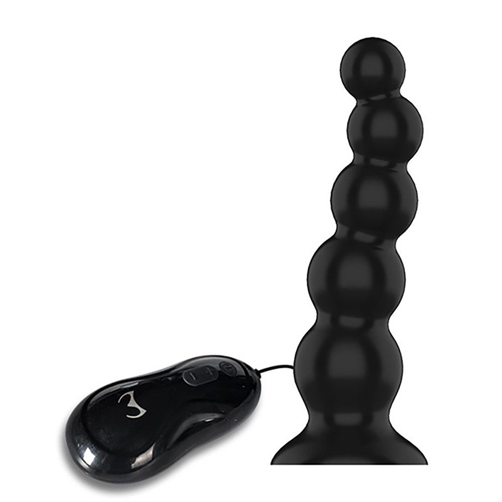 Plug Anal em Formato de Esferas e Controle com Fio com 12 Vibra��es Preto | Foto 02