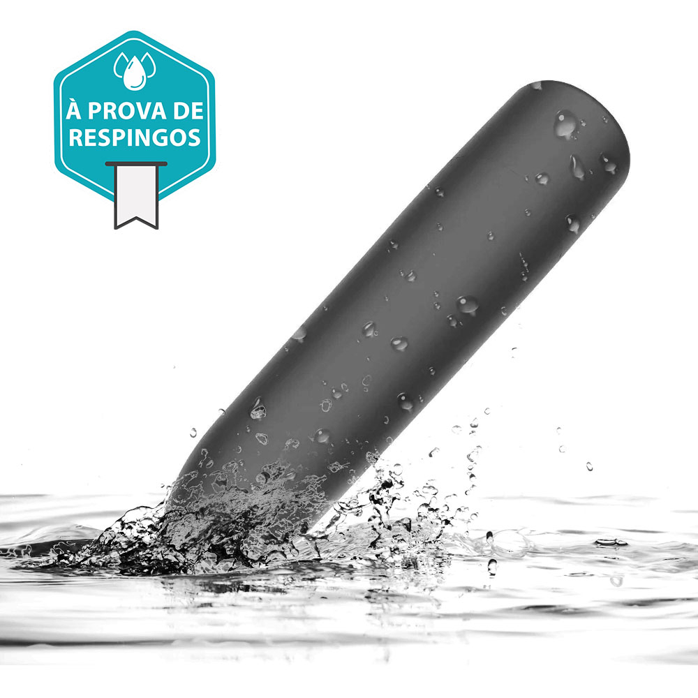 Vibrador Bullet Recarregável via USB com 10 Vibrações - Silicone (Toque Aveludado) 9,2 x 2cm Preto | Foto 04