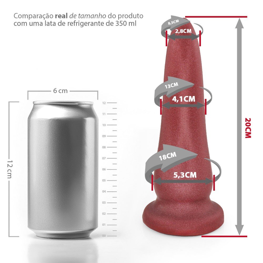 Plug Anal Grande Tongue - PVC Flex�vel 20 x 5,6cm Vermelho | Foto 06