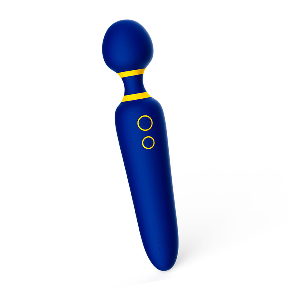 Massageador Er�tico Recarreg�vel em Silicone Flip Azul em vista frontal sobre fundo branco