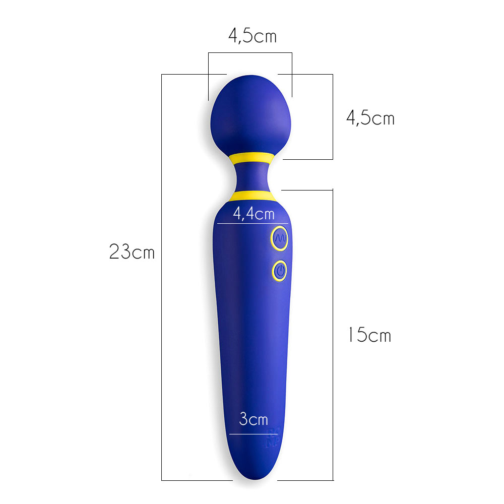 Detalhes das dimens�es do Massageador Er�tico Recarreg�vel Flip Azul