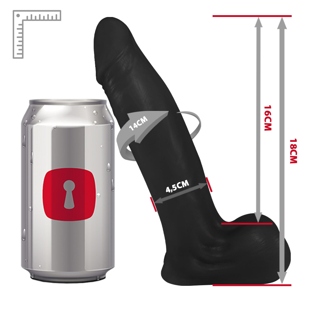 P�nis Maci�o Lover em PVC Flex�vel At�xico 18 x 4,5cm Preto - Vista em Perspectiva