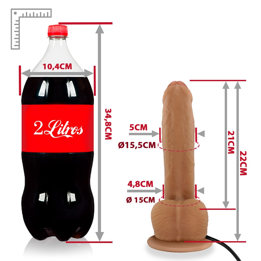 P�nis Real�stico em PVC Flex�vel com Escroto, Ventosa e Vibrador Bich�o Bege - Dildo em PVC com controle de vibra��o externa