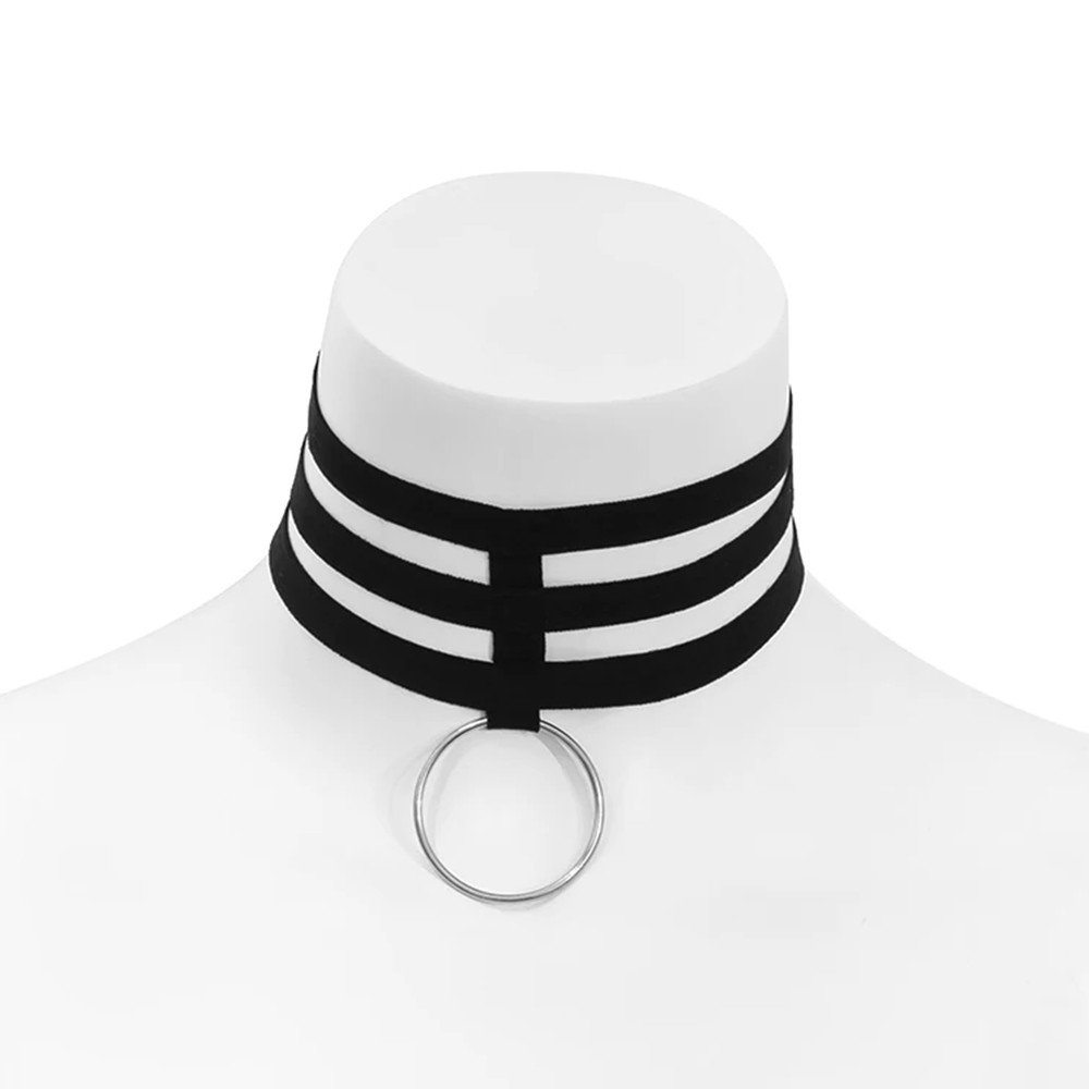 Coleira Social Choker em Elástico com Ajuste de Tamanho e Argola Preta | Foto 06