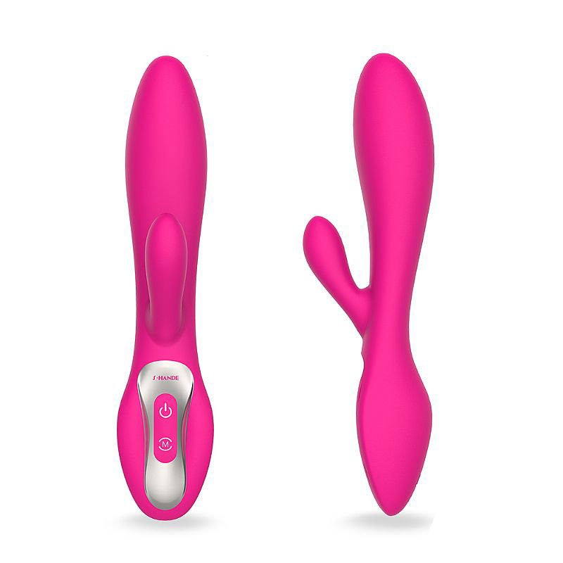 Vibrador Duplo Recarreg�vel 9 Vibra��es - Perspectiva Superior e Curvas Ergon�micas