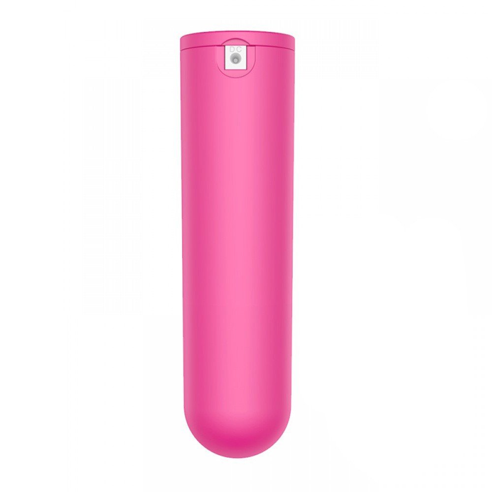 Vibrador Bullet em Silicone Recarreg�vel com 10 Vibra��es Pink em vista frontal destacando forma cil�ndrica