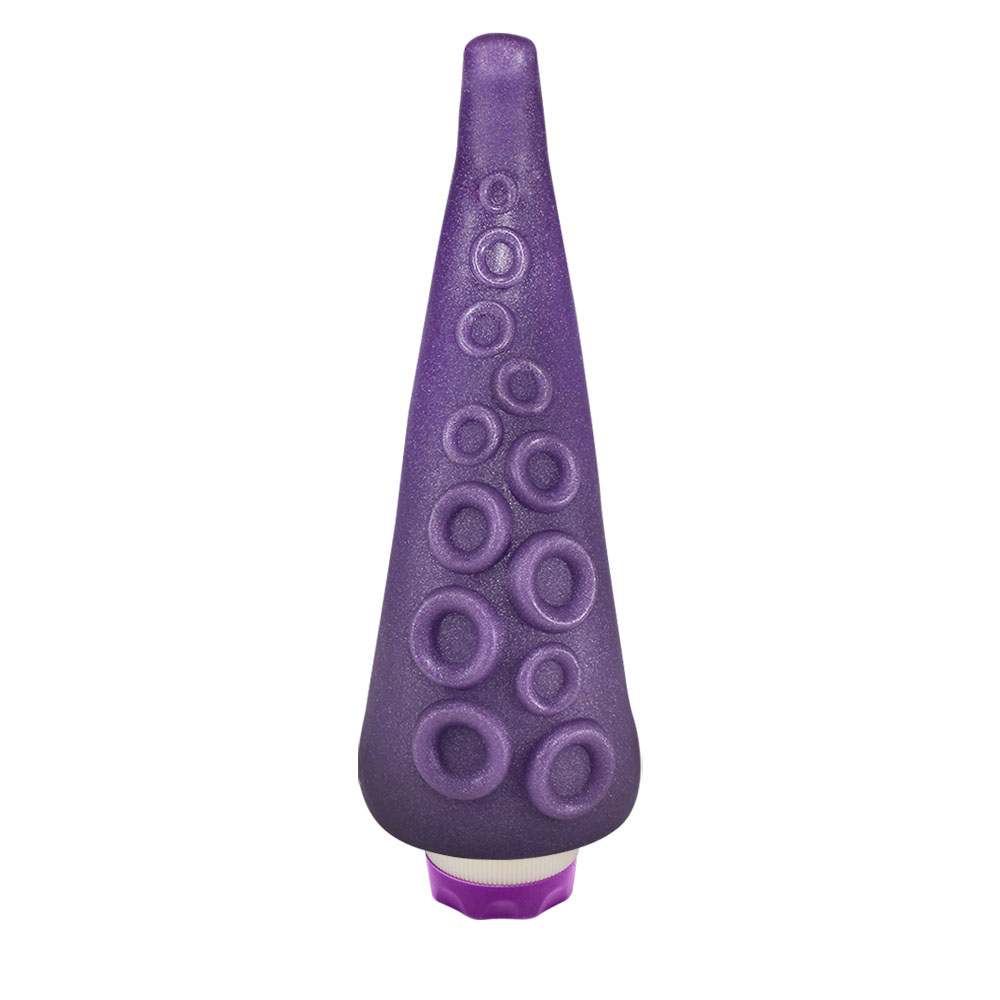 Dildo em PVC Flexível em Formato de Tentáculos com Vibrador 18 x 5cm Roxo Cintilante | Foto 02