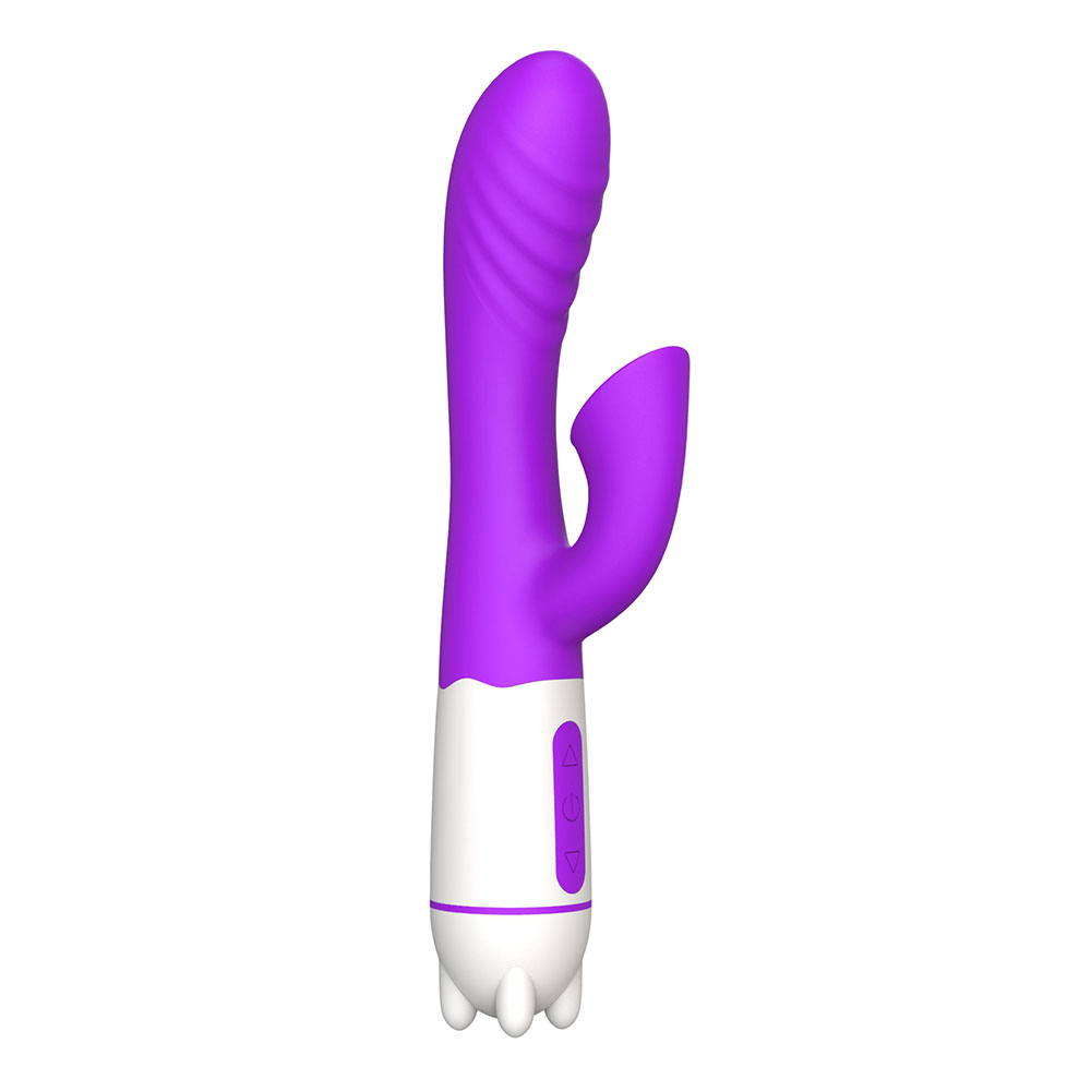 Vibrador Duplo Recarregável em Silicone para Clitóris e Ponto G com 36 Vibrações Happy Bunny Roxo | Foto 05