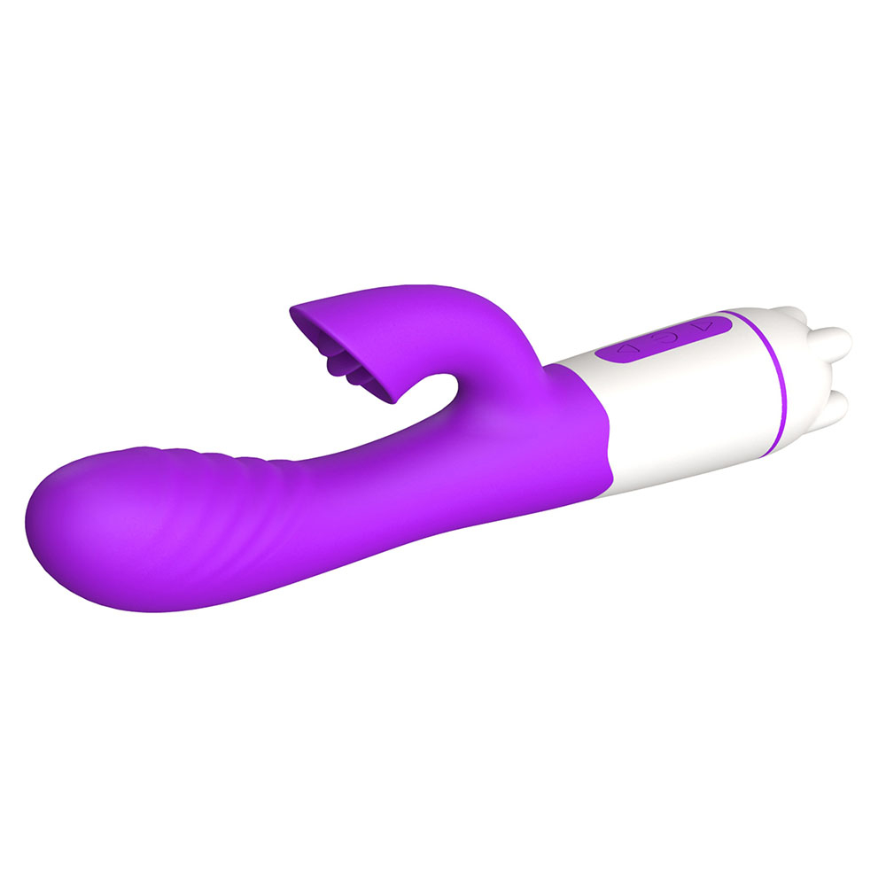 Vibrador Duplo Recarregável em Silicone para Clitóris e Ponto G com 36 Vibrações Happy Bunny Roxo | Foto 06