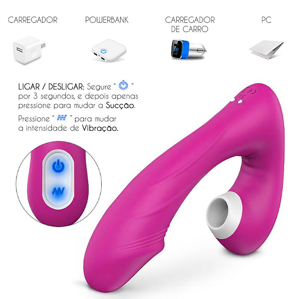 Sugador de Clitóris com Plug em Silicone Recarregável 9 Vibrações Fierce Rosa | Foto 05 Sugador de Clitóris com Plug em Silicone Recarregável 9 Vibrações Fierce Rosa | Foto 05