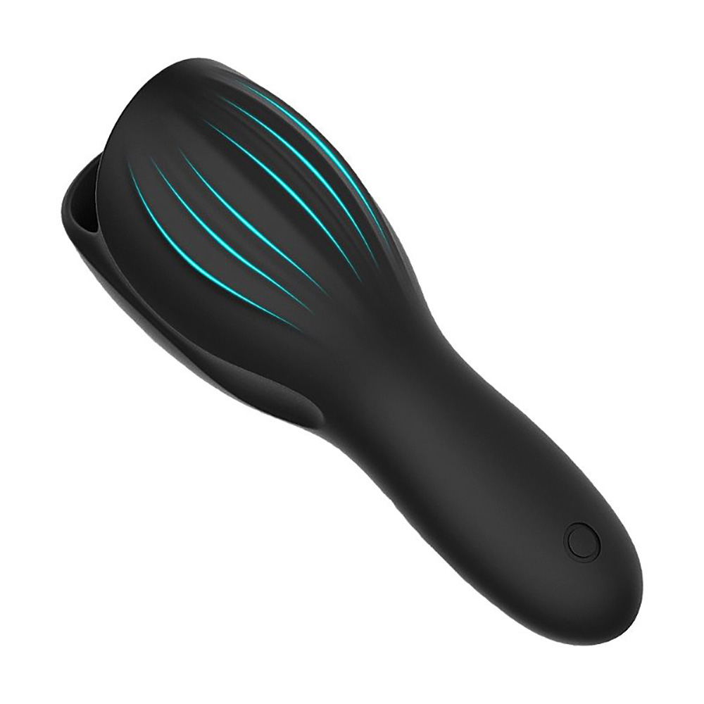 Masturbador Masculino Recarregável em Silicone com 10 Vibrações Woodblock Preto | Foto 02