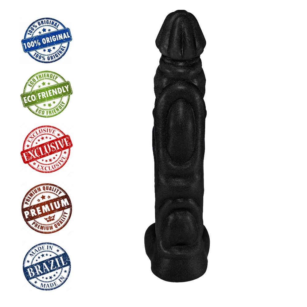 P�nis Feito em PVC Flex�vel com Massageador Things 20 x 4cm Preto | Foto 05