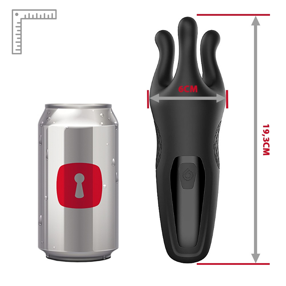Vibrador Masculino Trident Preto, detalhe da base onde encaixa o cabo USB para carregamento