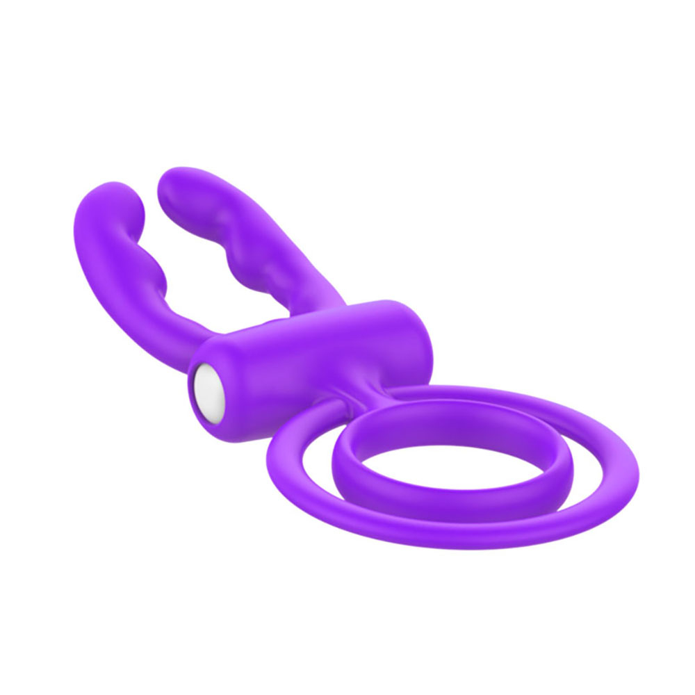 Anel Peniano em Silicone com Argola Testicular com Vibração Roxo | Foto 04 Anel Peniano em Silicone com Argola Testicular com Vibração Roxo | Foto 04