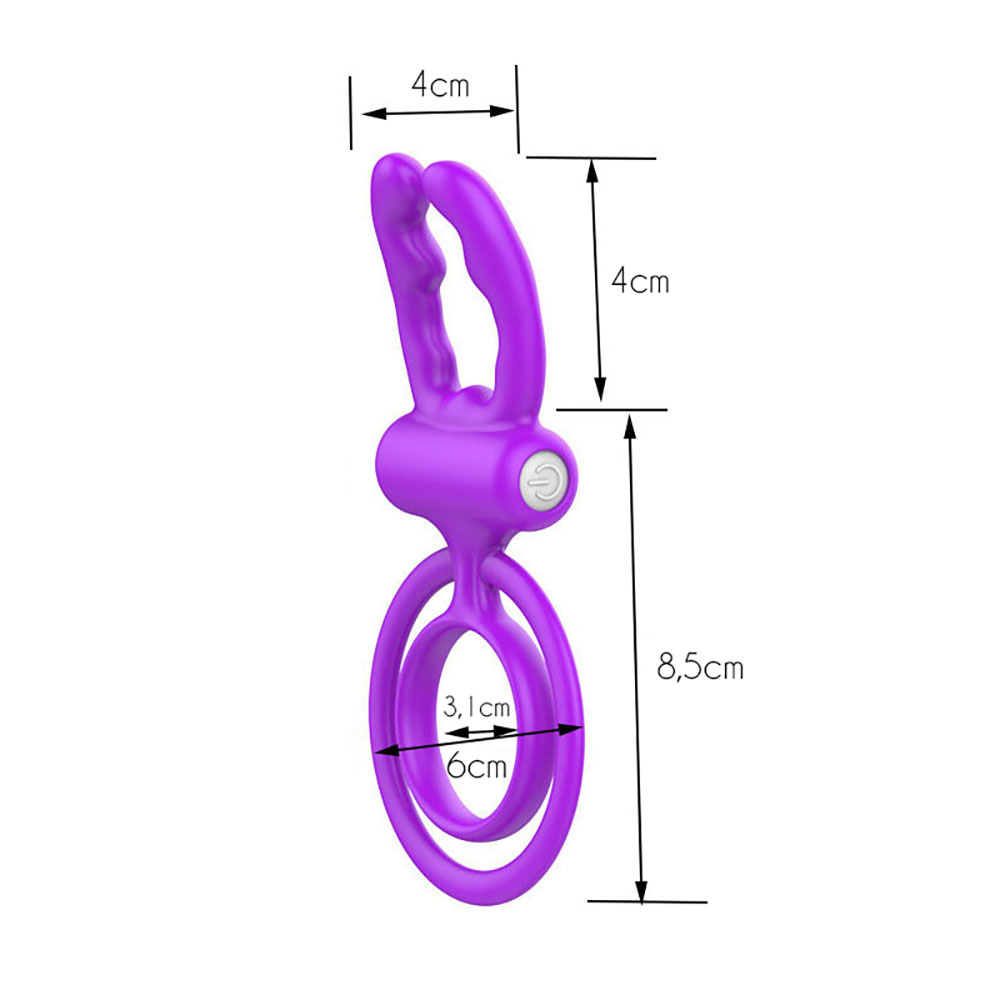 Anel Peniano em Silicone com Argola Testicular com Vibração Roxo | Foto 06 Anel Peniano em Silicone com Argola Testicular com Vibração Roxo | Foto 06