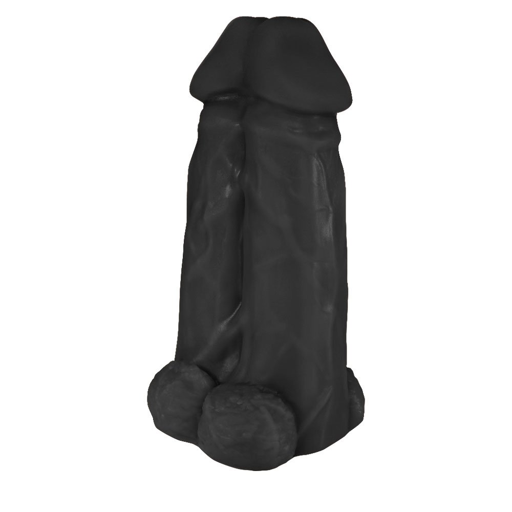 Pênis Realístico em PVC Flexível Duplo Super Amigos 18 x 7,5cm Preto | Foto 04