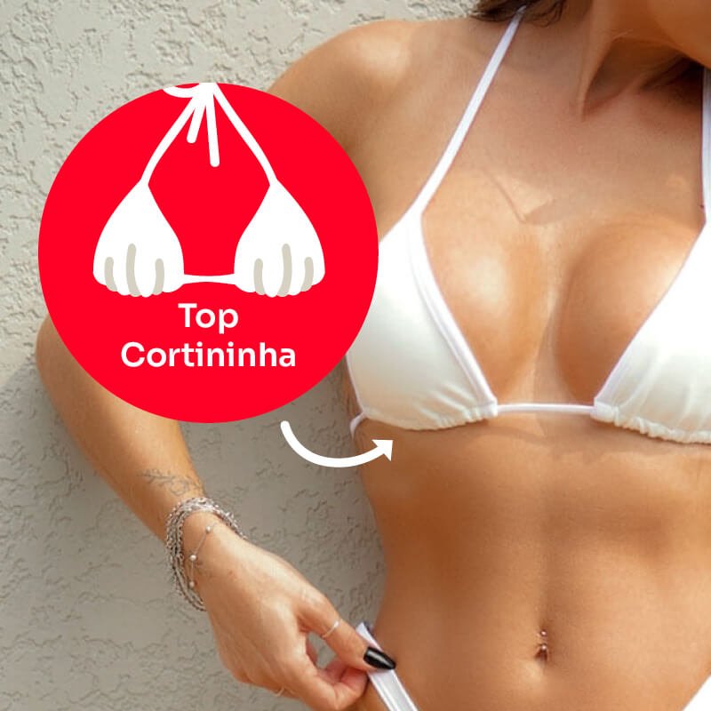 Biqu�ni Fio Dental Sensual Sexy em Poliamida sem Bojo Cortininha Isa Branco | Foto 05