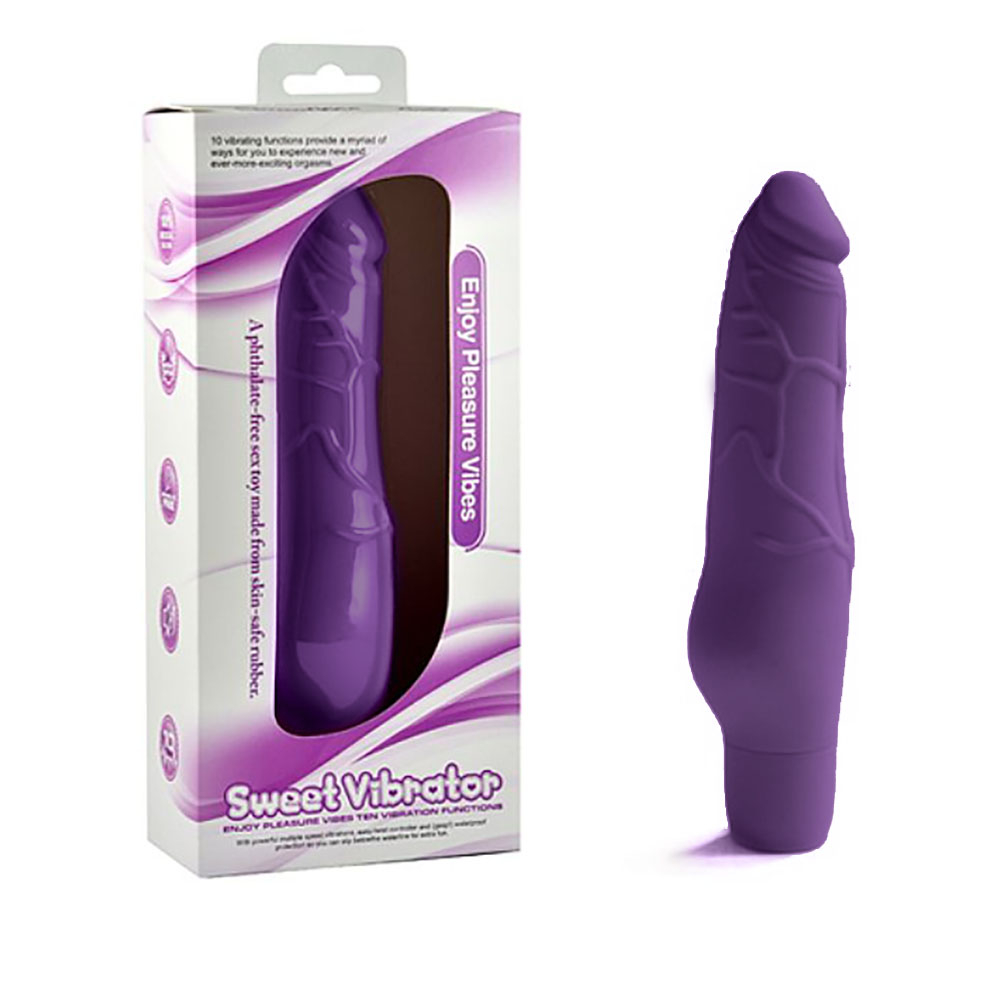 Pênis Realístico em Silicone Multivelocidade com 10 Vibrações Sweet 19,5 x 3,5cm Roxo | Foto 01