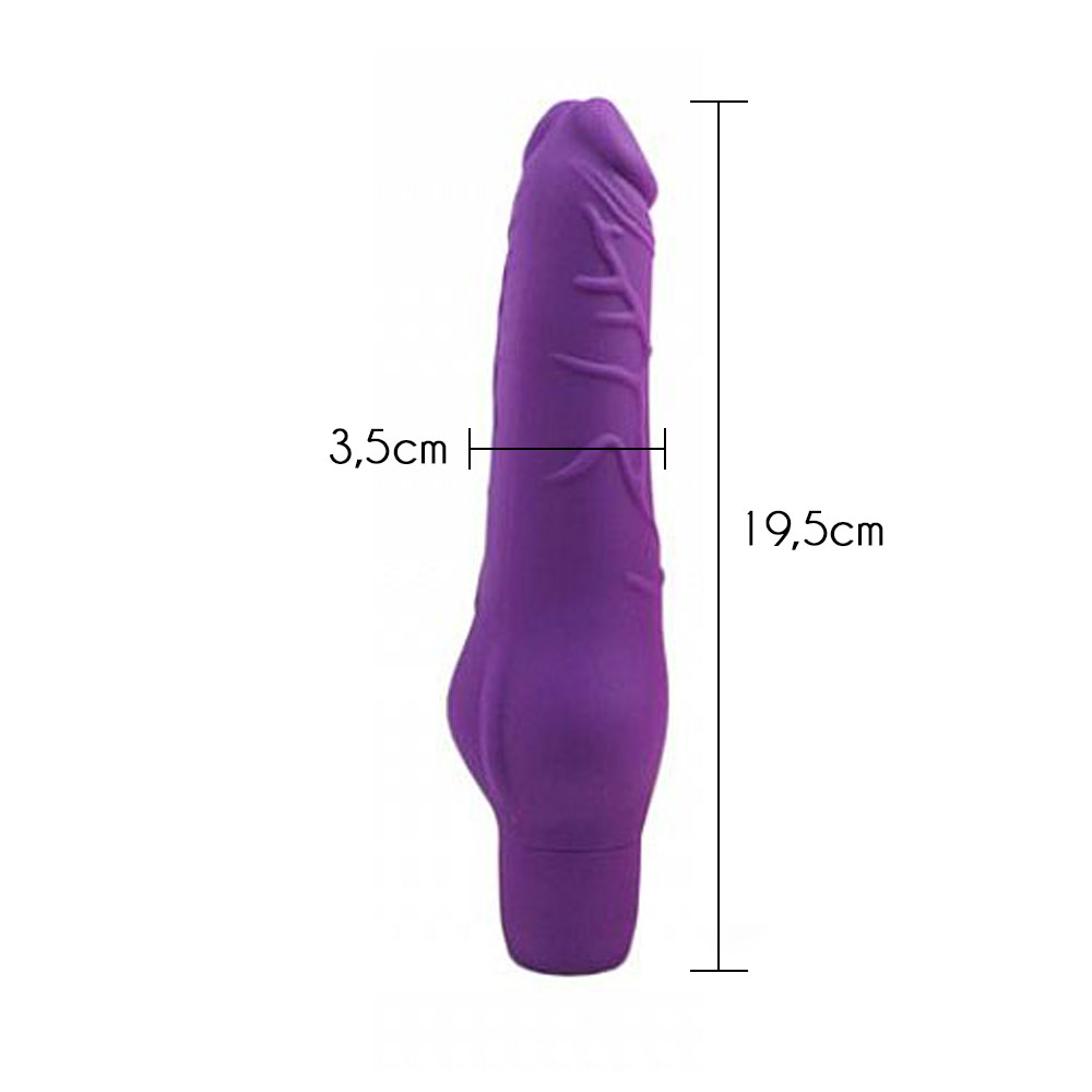 Pênis Realístico em Silicone Multivelocidade com 10 Vibrações Sweet 19,5 x 3,5cm Roxo | Foto 04
