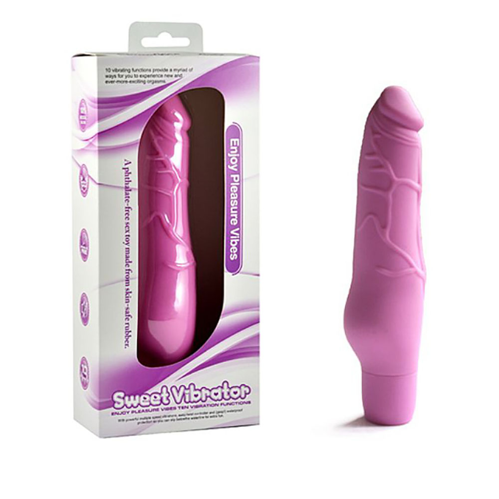 Pênis Realístico em Silicone Multivelocidade com 10 Vibrações Sweet 19,5 x 3,5cm Rosa | Foto 01