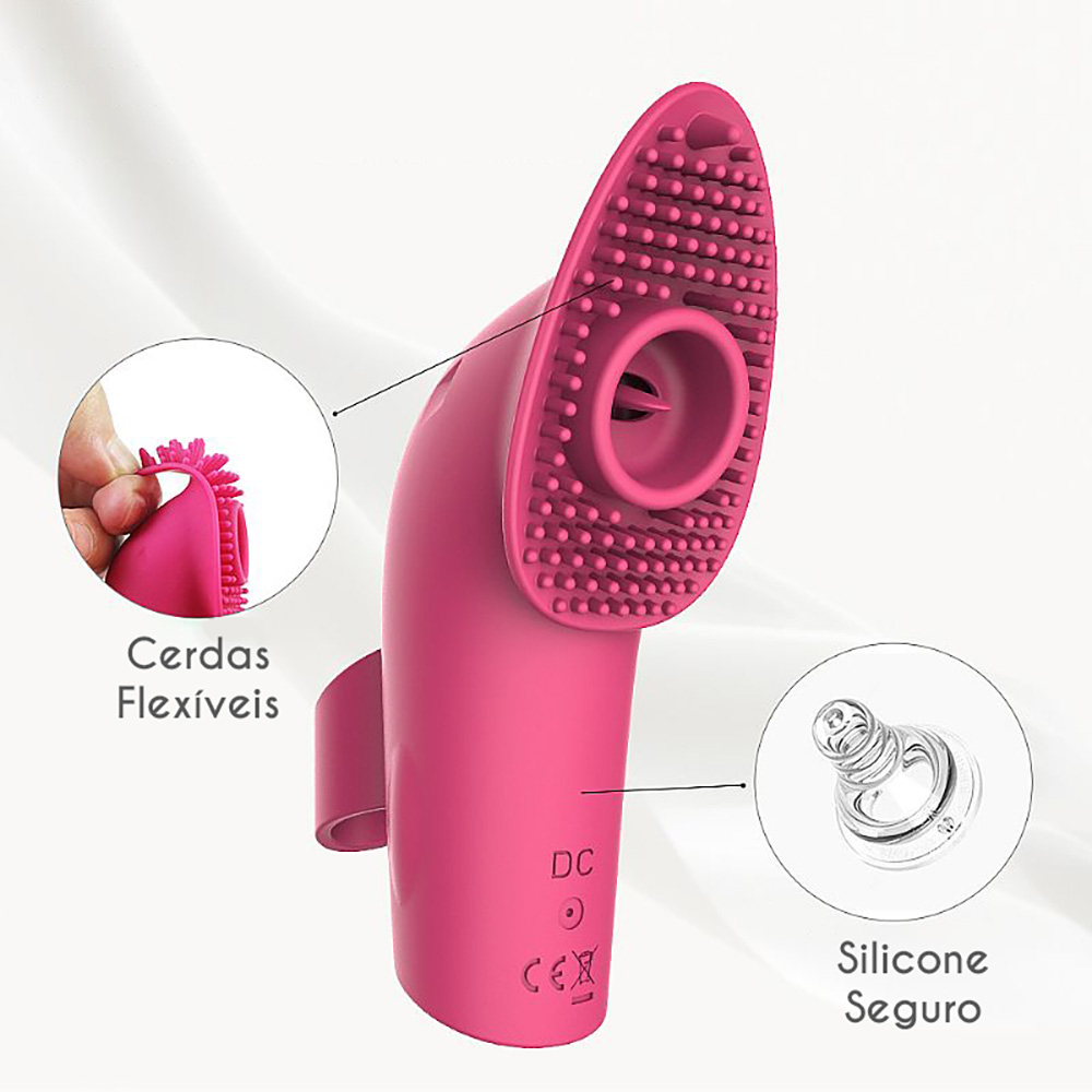 Dedeira Estimuladora de Clitóris Recarregável em Silicone com 10 Vibrações Sunny Pink | Foto 05