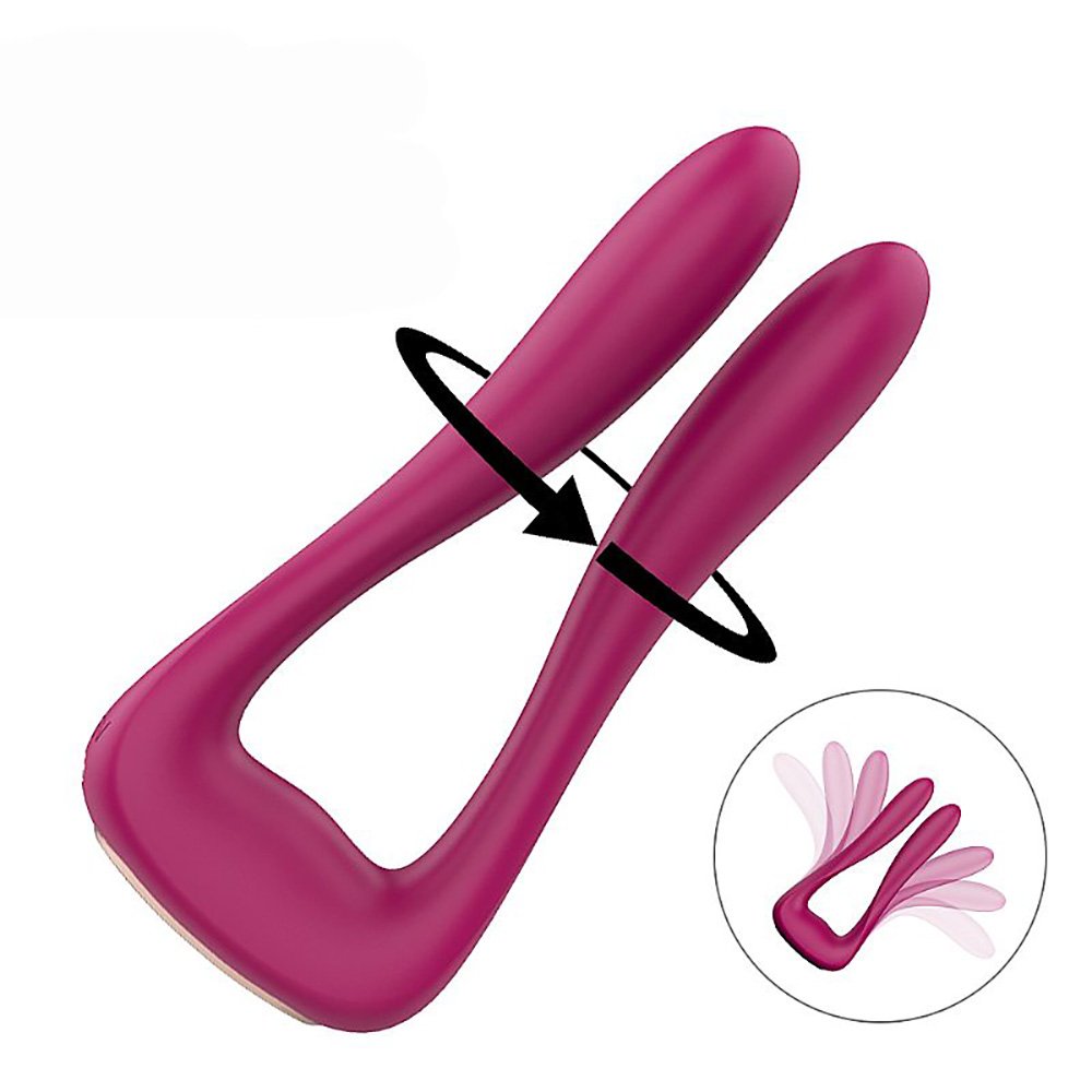 Vibrador Duplo Vanessa Pink | Vista lateral com hastes flex�veis para estimulo