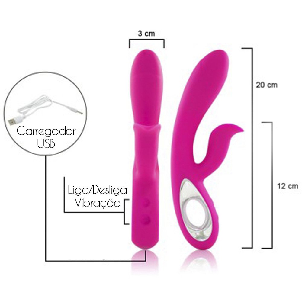 Vibrador Duplo Recarreg�vel em Silicone para Clit�ris e Ponto G com 36 Vibra��es DARO Pink | Foto 06