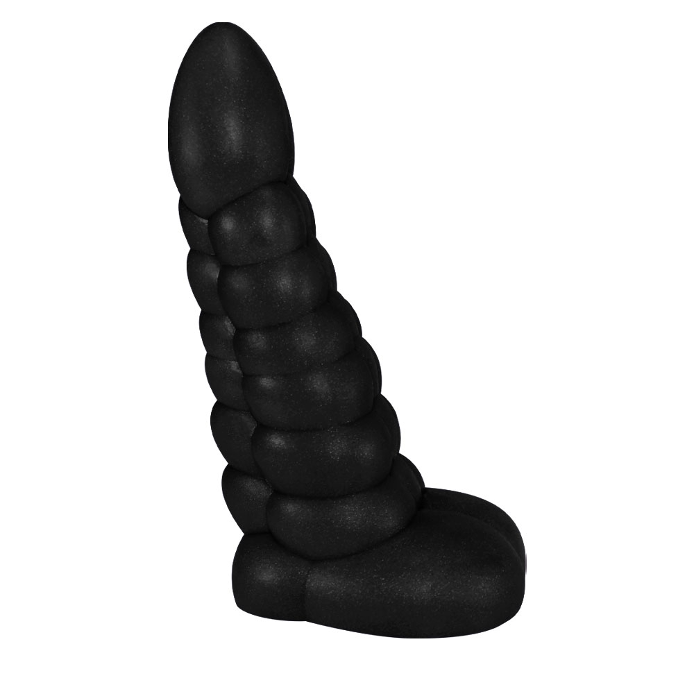 Pênis Feito em PVC Flexível com Escroto Snake 16 x 5cm Preto Cintilante | Foto 01