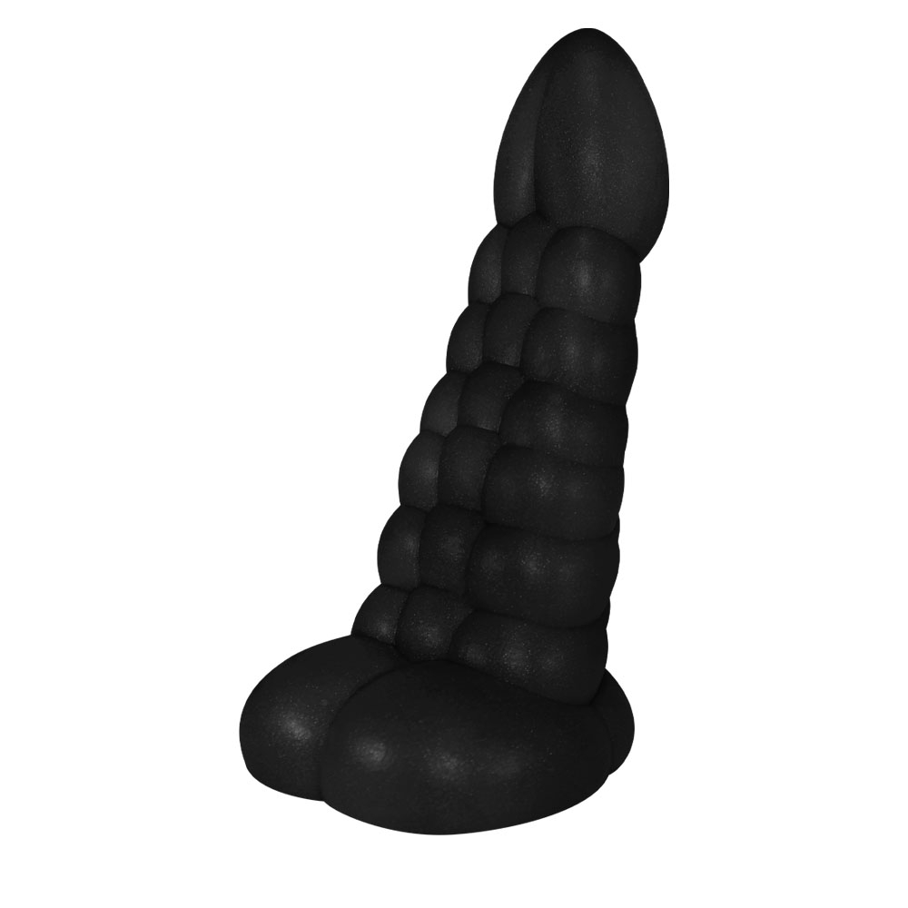 Pênis Feito em PVC Flexível com Escroto Snake 16 x 5cm Preto Cintilante | Foto 03